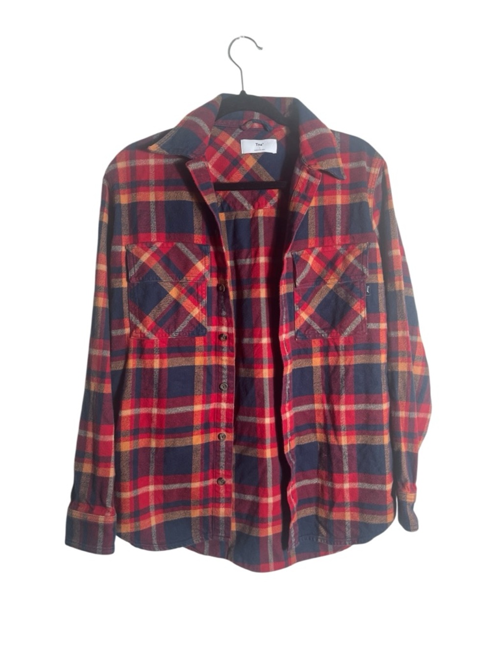 TNA Red, Navy‎ & Yellow Plaid Button-Up Shirt Size 1